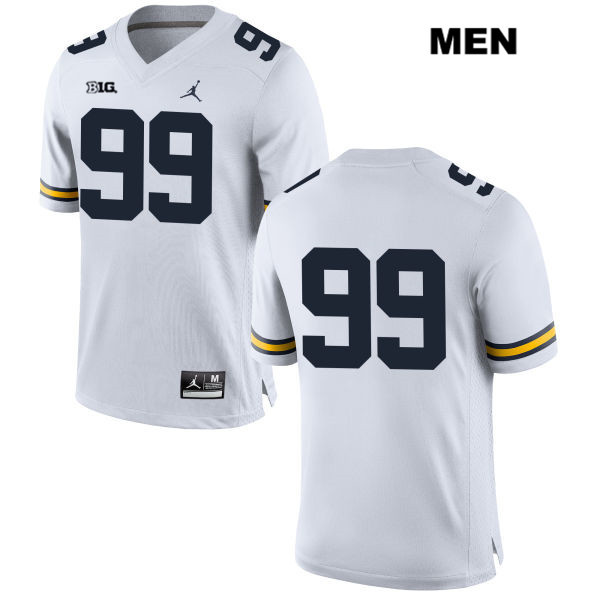 Men's NCAA Michigan Wolverines John Luby #99 No Name White Jordan Brand Authentic Stitched Football College Jersey FY25C05ZH